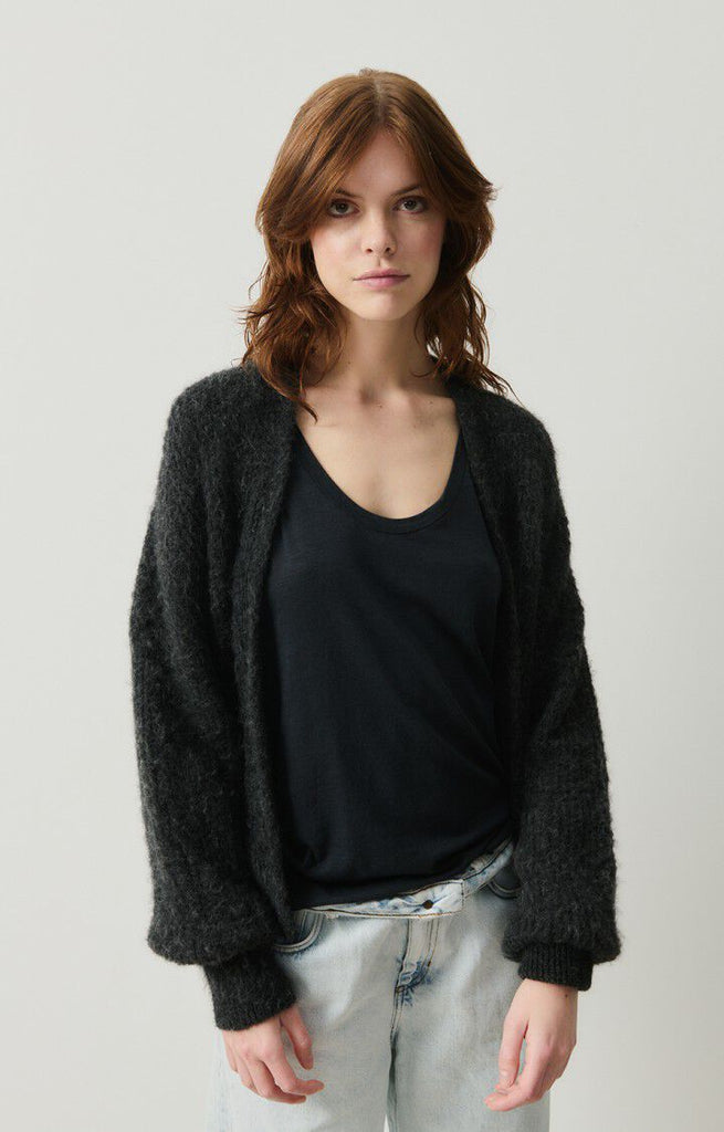 East cardi in charcoal melange