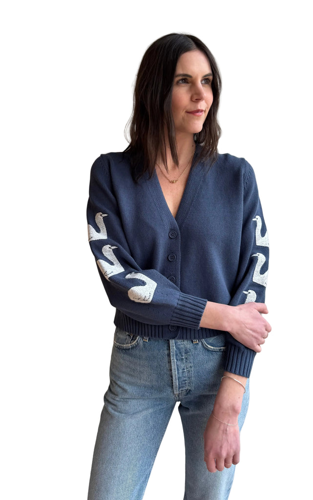 Swans Cardigan in Stone