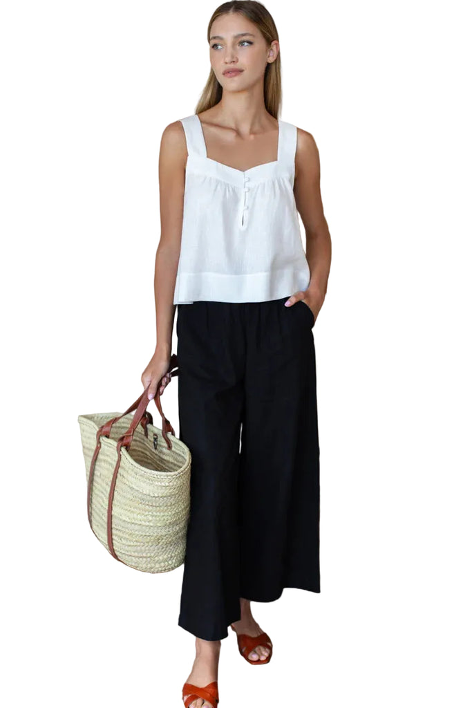 Pull On Pocket Pant - Jet Black Linen