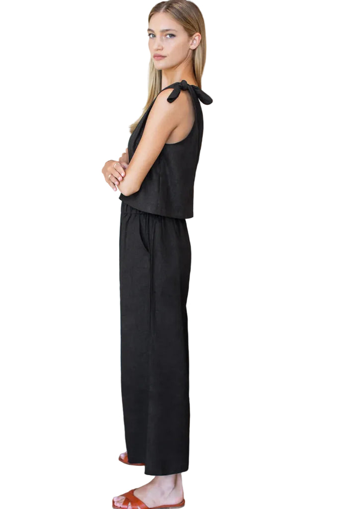Pull On Pocket Pant - Jet Black Linen