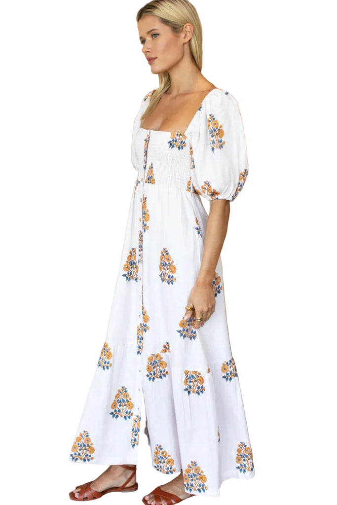 Santiago Maxi Dress - Tomas Flowers Marigolds Linen