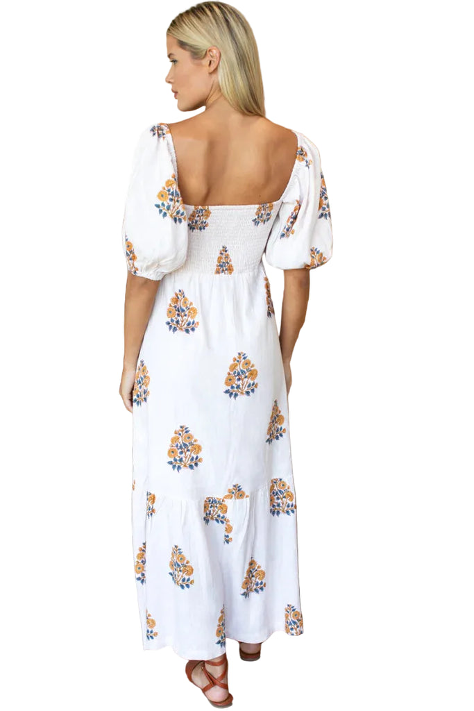 Santiago Maxi Dress - Tomas Flowers Marigolds Linen