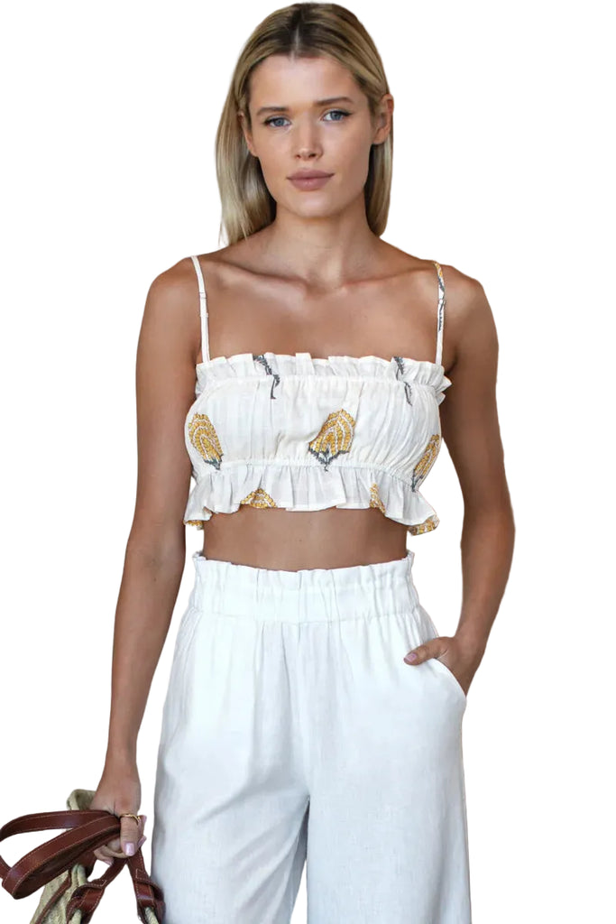 Vacation Top in Fan Flowers Marigold