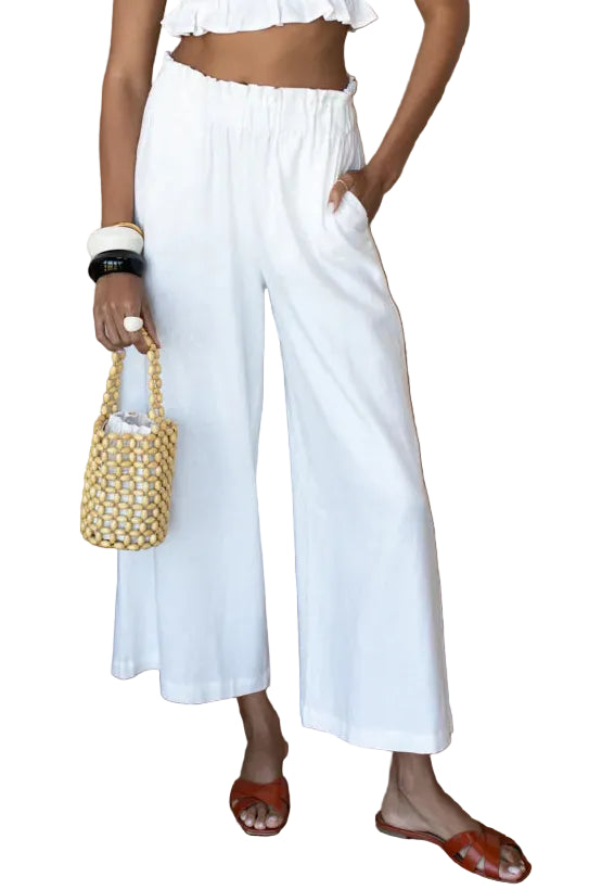 Pull On Pocket Pant - Ivory Linen