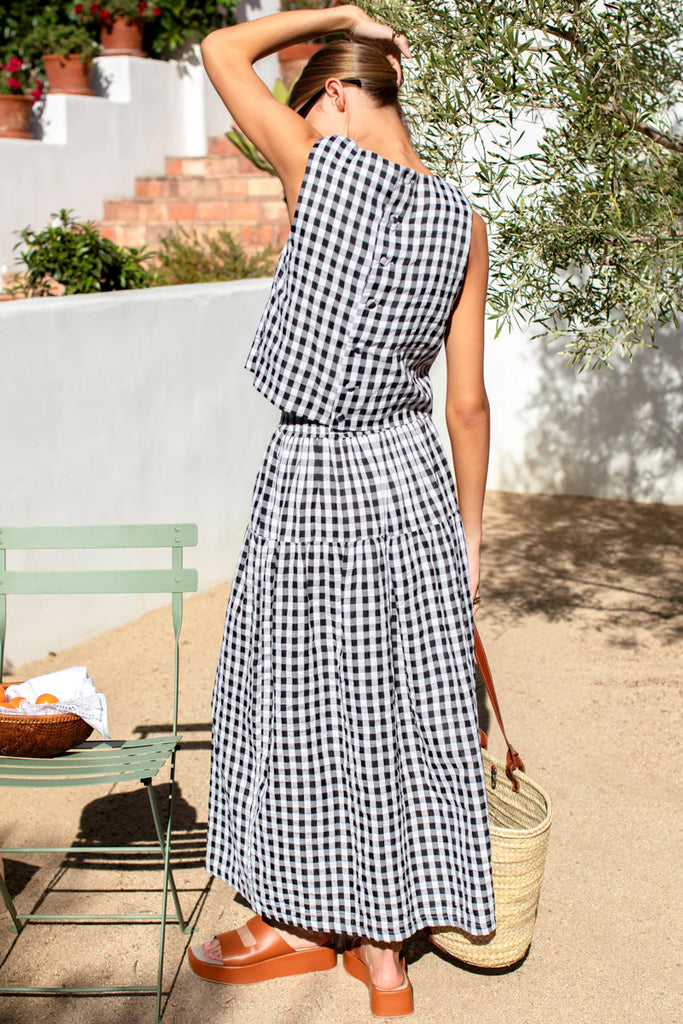 Studio Boxy Top - Black + White Check