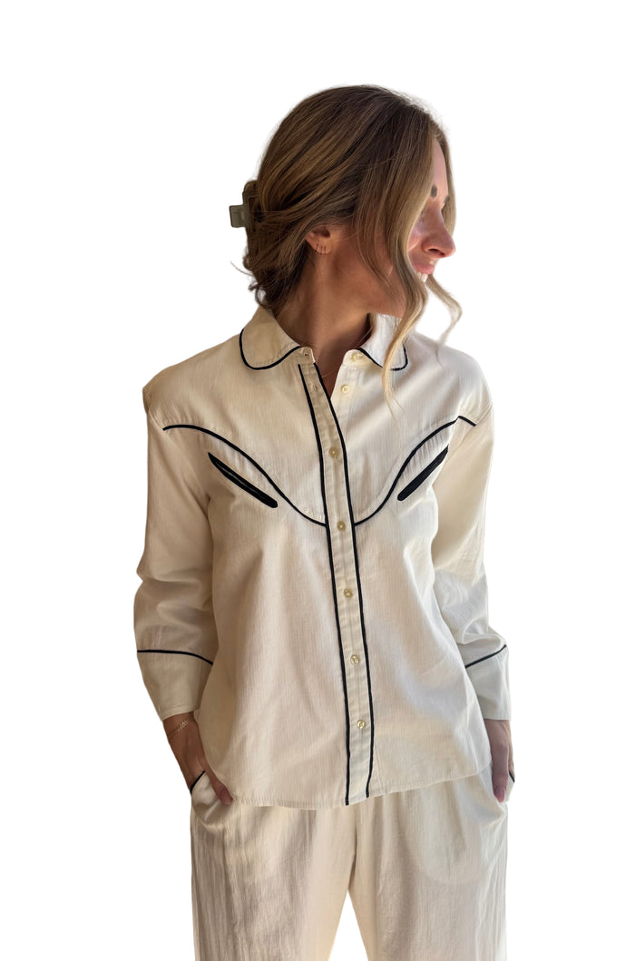 The Flannel Western Pajama shirt in cream