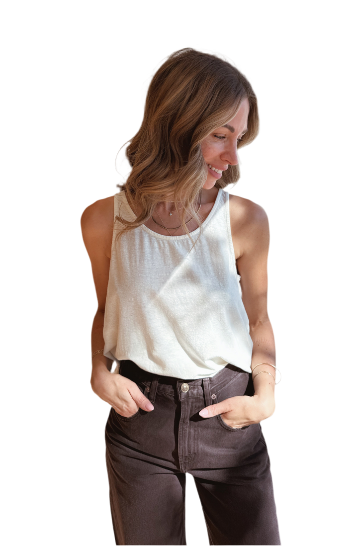 Cropped Tank in Washed White