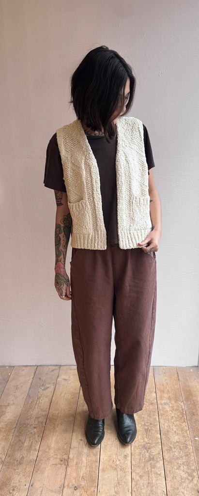 Papa Cotton Vest in Naturel