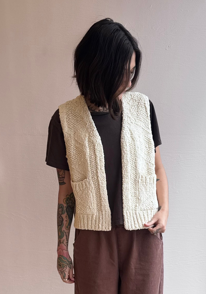 Papa Cotton Vest in Naturel