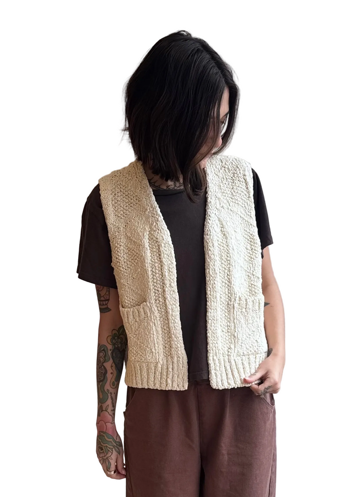 Papa Cotton Vest in Naturel