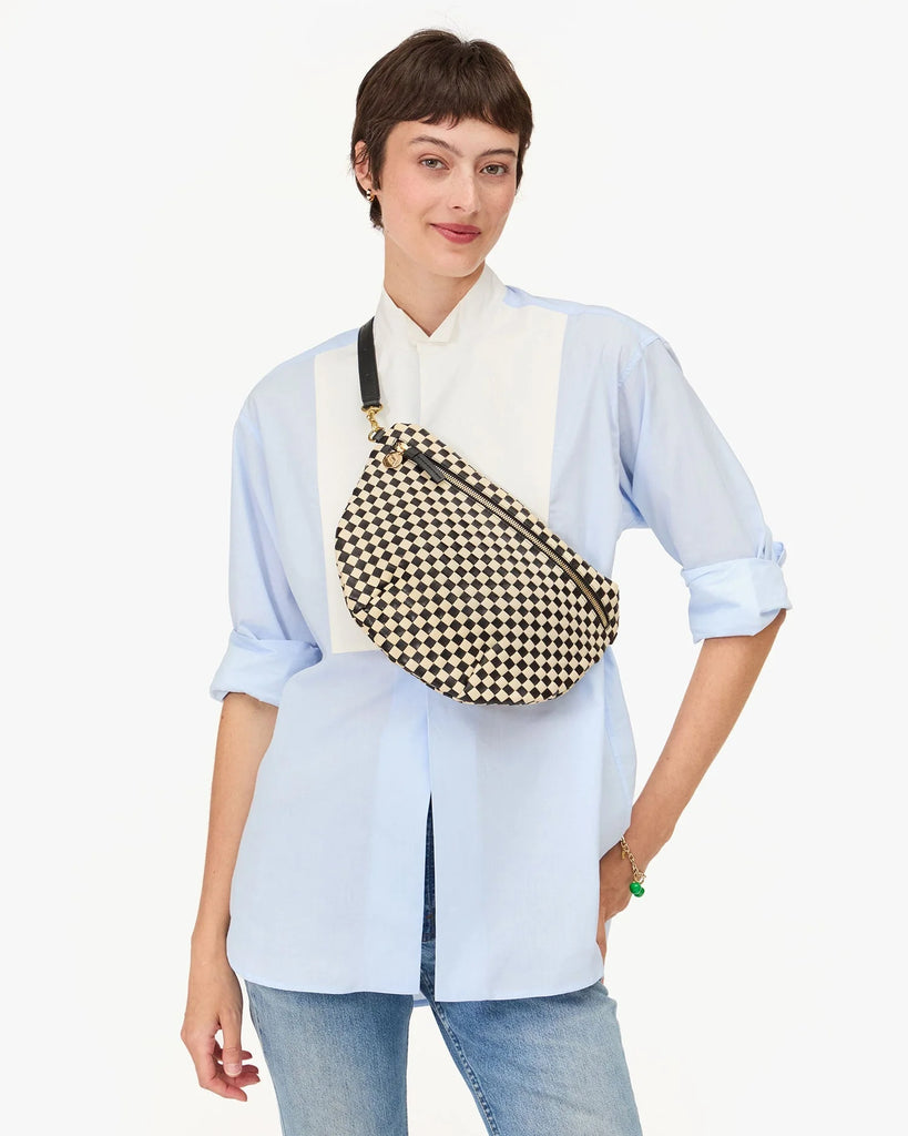 Grande Fanny in Woven Black/Cream Checker