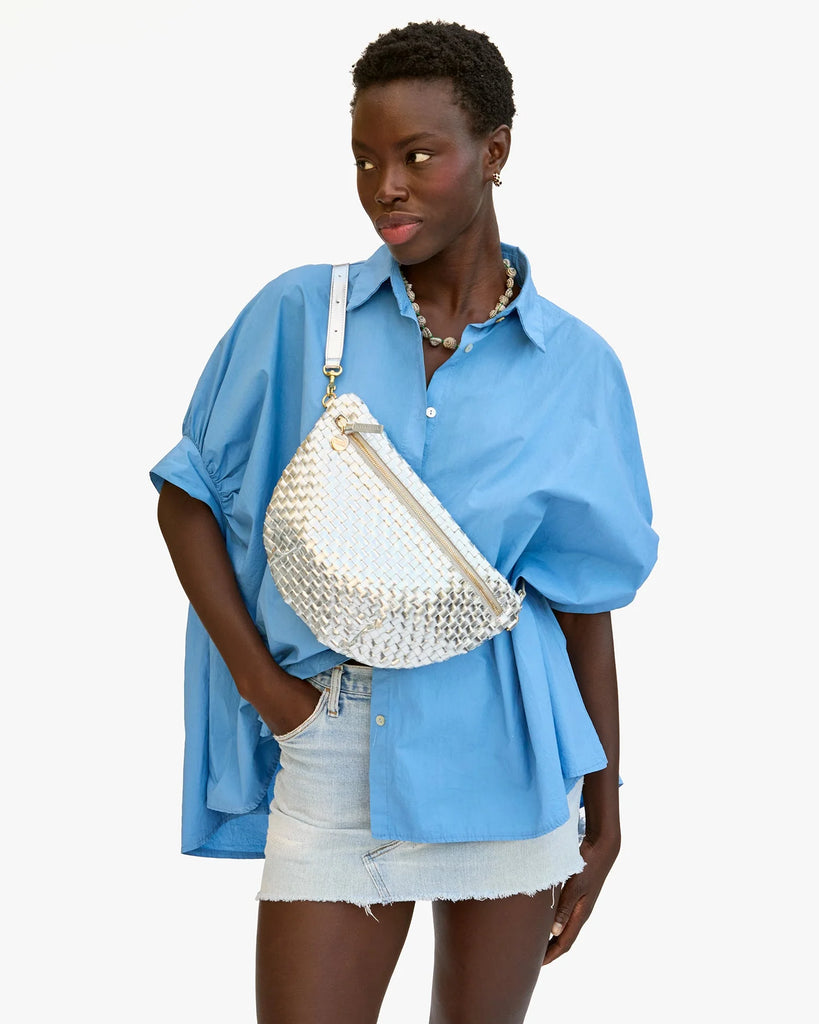 Grande Fanny Specchio Woven Checker Silver