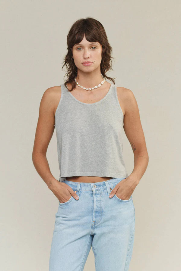 Heathered Crop Tank in Athletic Gray
