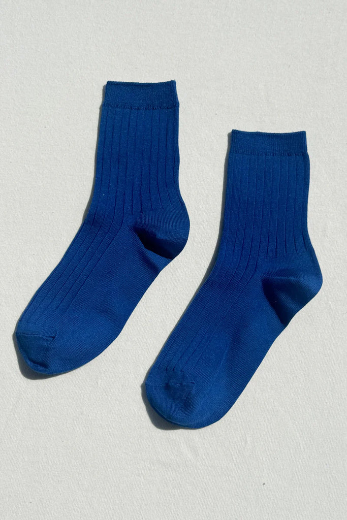 HER socks in cobalt