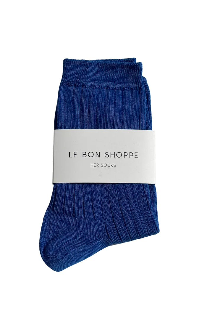 HER socks in cobalt