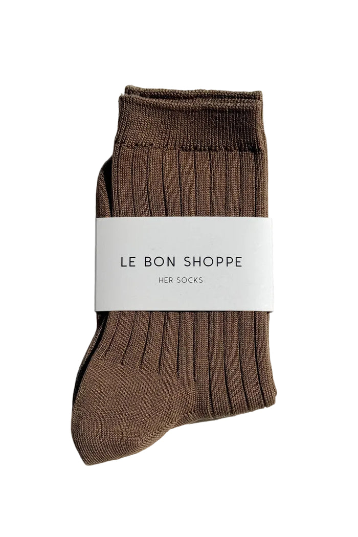 HER socks in dark tan