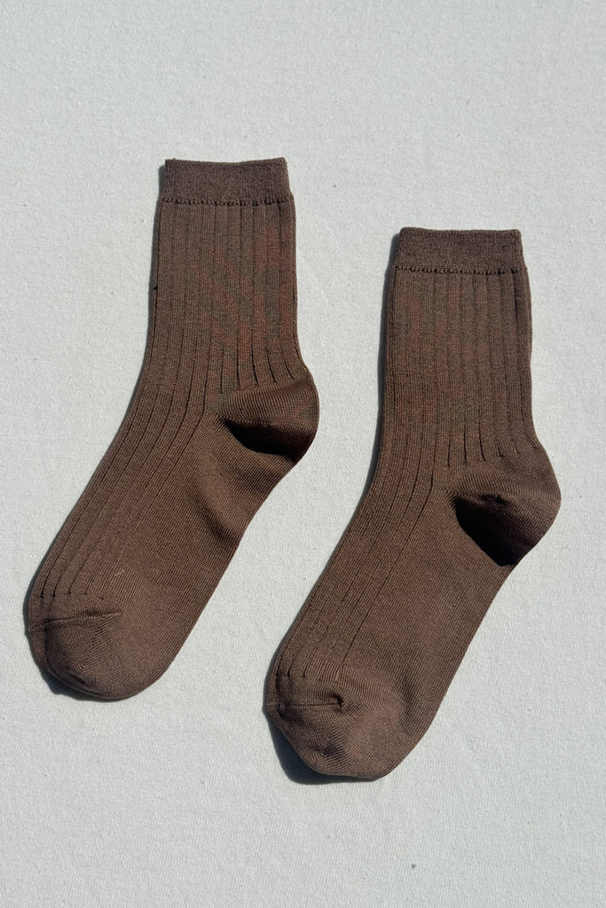 HER socks in dark tan