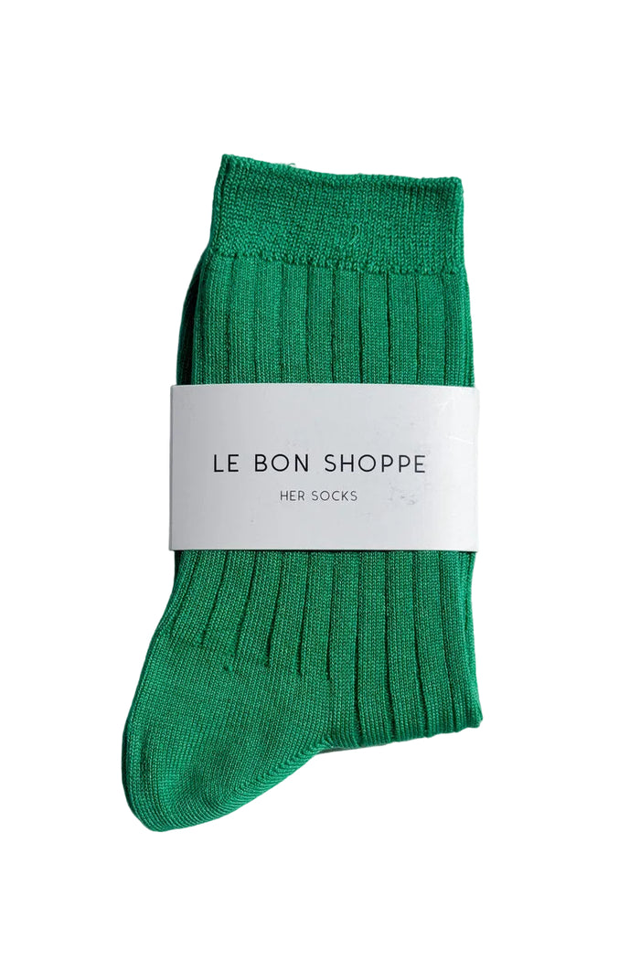 HER socks in kelly green