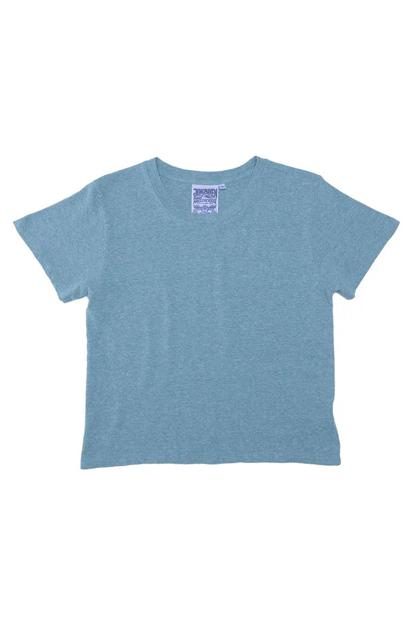 Heathered Cropped Lorel Tee in Blue Heaven