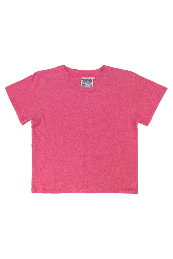 Heathered Cropped Lorel Tee in Sunset Coral