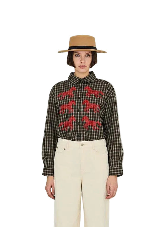 Horses Check Relaxed Shirt