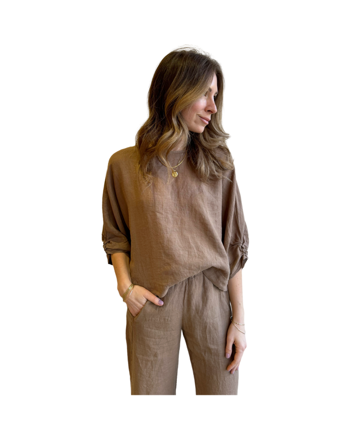 Linen CASS top in bark