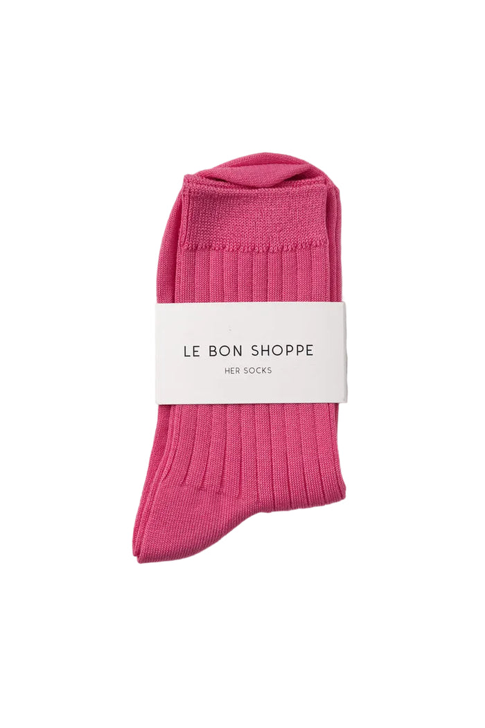 HER socks in bright pink