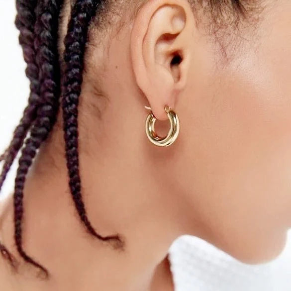 Silver thick hoops- small
