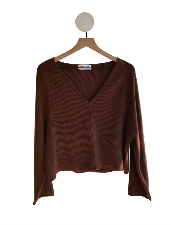 Brown Mia V Sweater