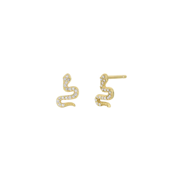 Pave stud snake earrings