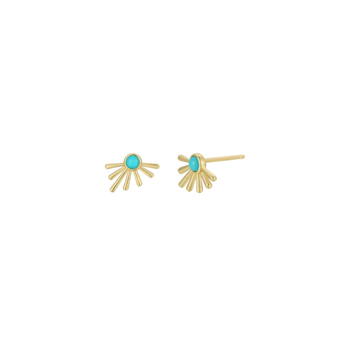 Sun ray turquoise stud earrings