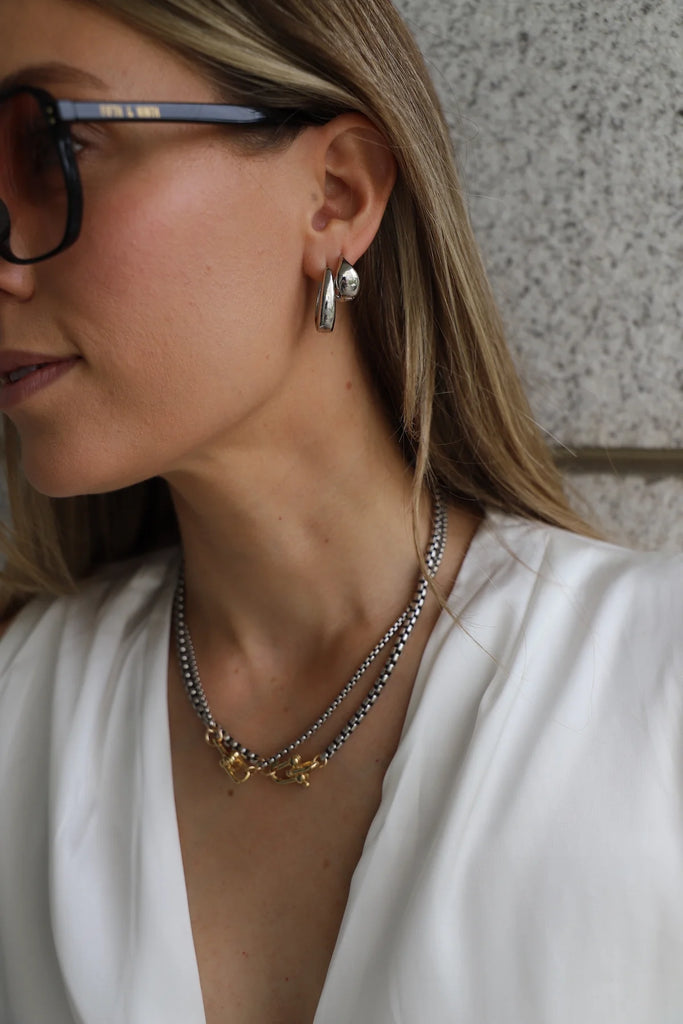 Nova Round Box Chain Necklace (large) - Gold/Silver