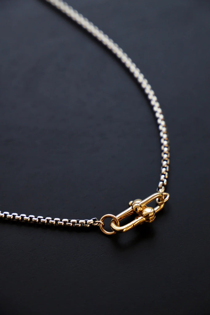 Nova Round Box Chain Necklace (large) - Gold/Silver