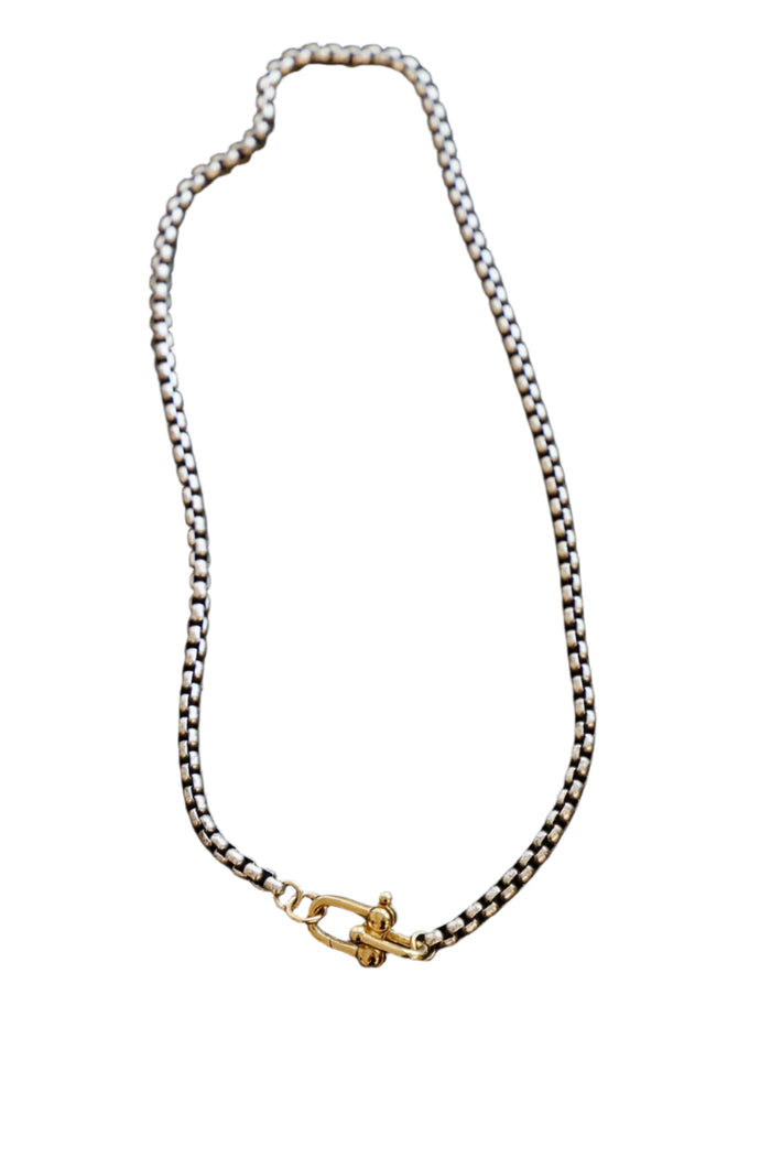 Nova Round Box Chain Necklace (large) - Gold/Silver