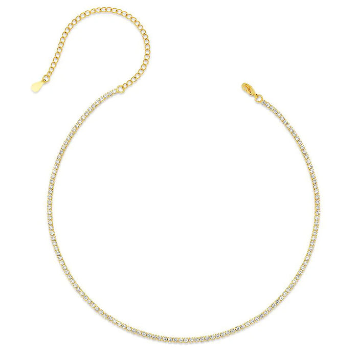 Gold mini tennis choker necklace