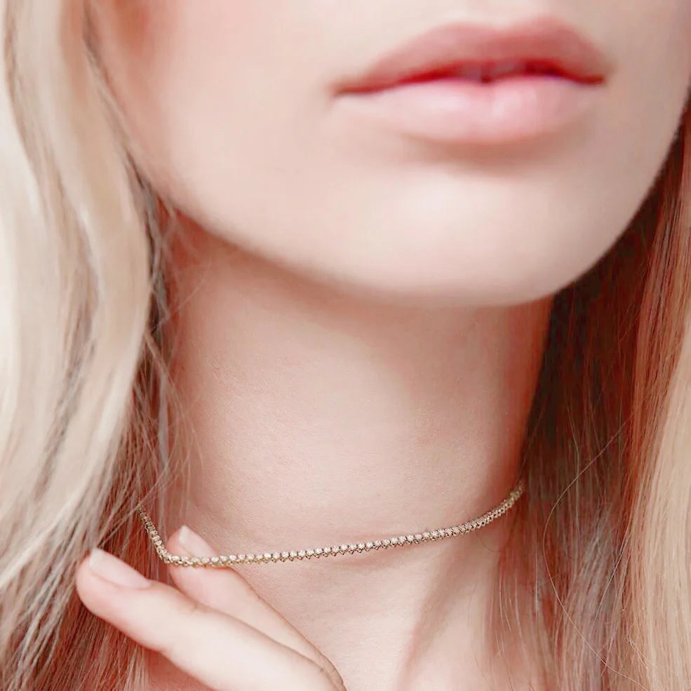 Gold mini tennis choker necklace