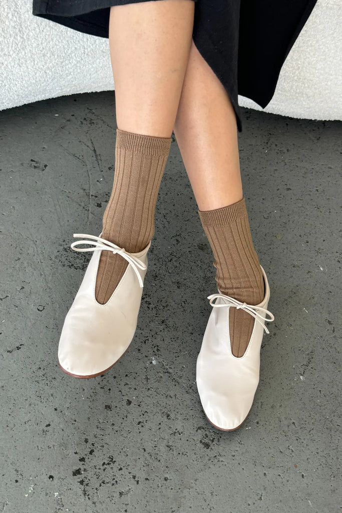 HER socks in dark tan