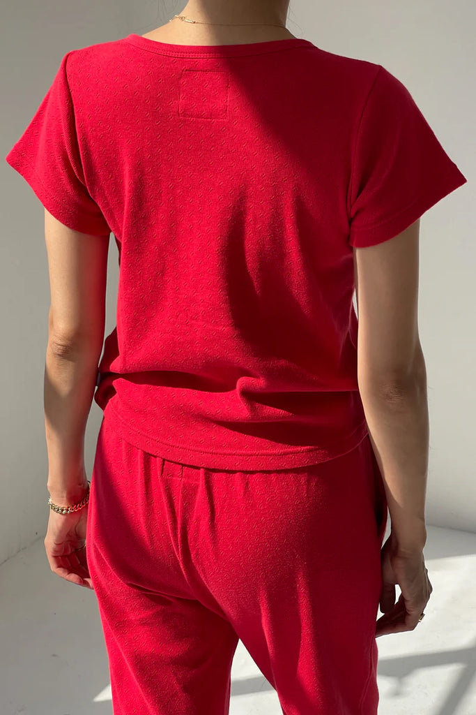 Pointelle Babe Tee in Red Apple