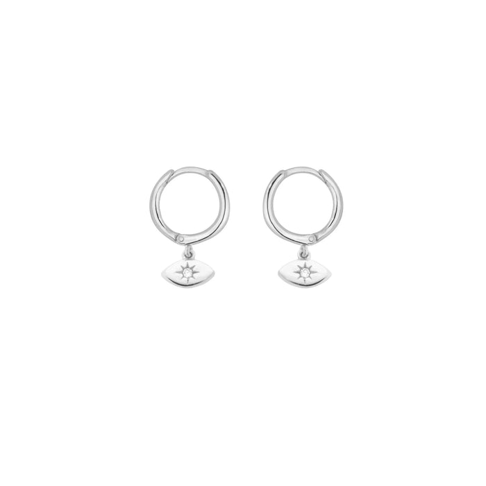 Silver Evil eye Huggies