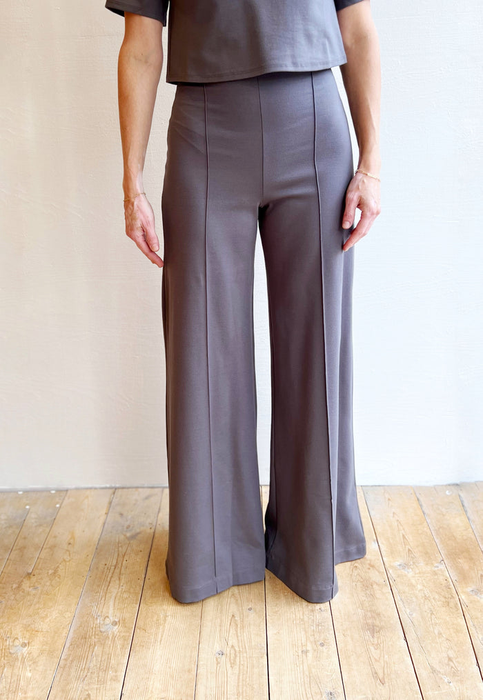 Ponte Knit Wide Leg in Gunmetal