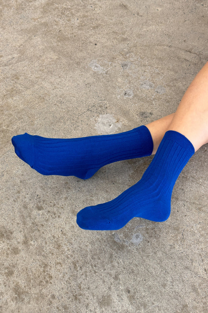 HER socks in cobalt