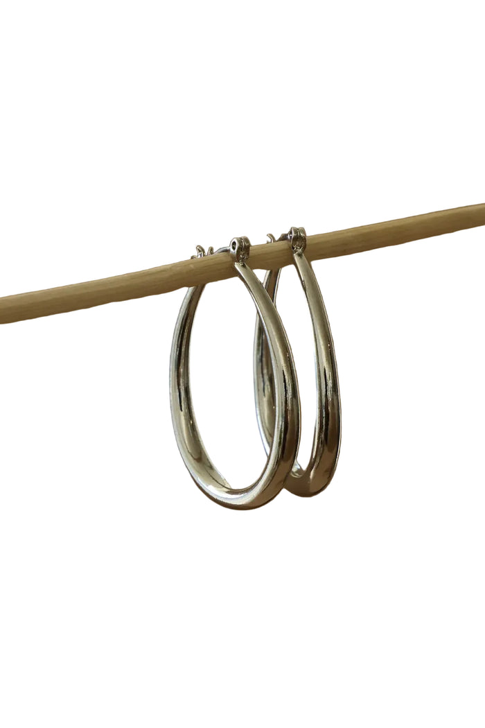 Large Teardrop Hoops in Silver