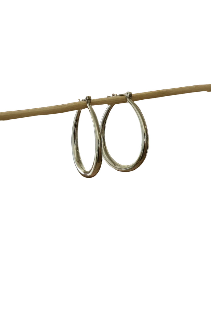 Large Teardrop Hoops in Silver
