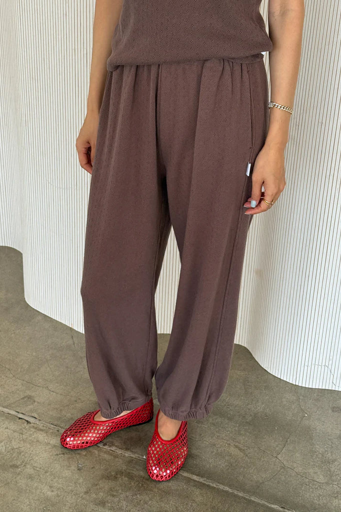 Pointelle Balloon Pants in Chocolate