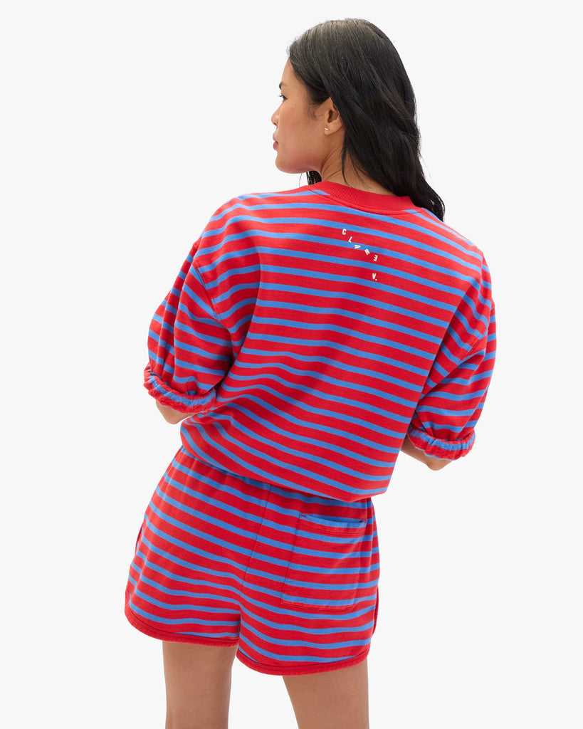 Oversized Sweatshirt in Red + Cobalt Stripe