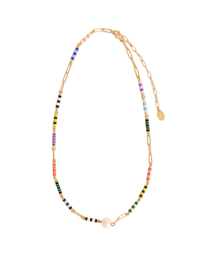 Le stripe pearl necklace in multi