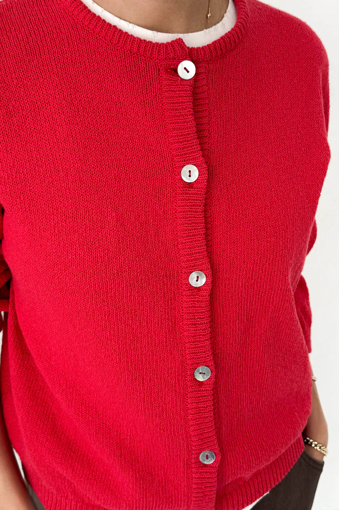 Cotton Leila Cardigan in Chili