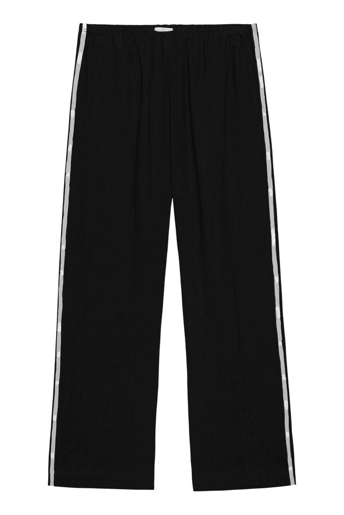 Linen Crop Stripe Pant in Jet