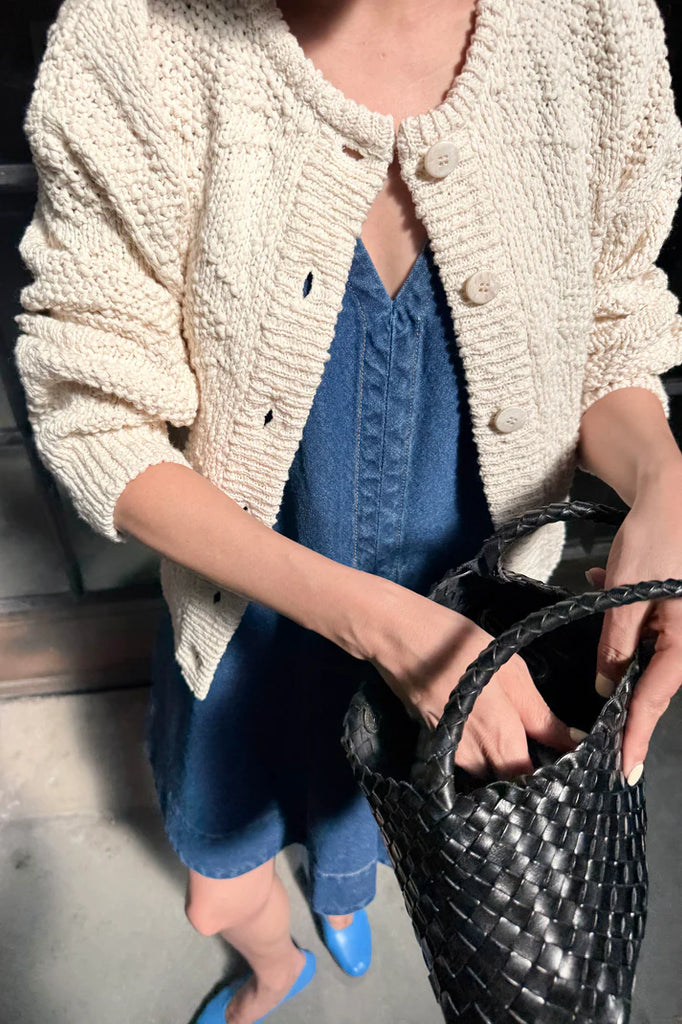 Mason Cotton Cardigan in Naturel