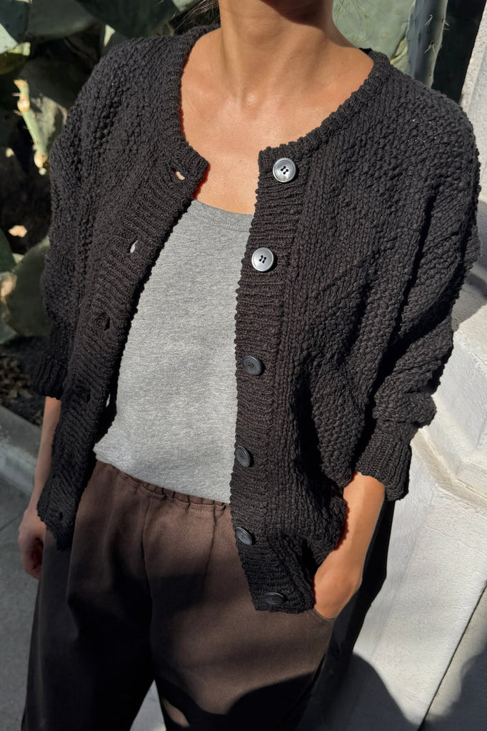 Mason Cotton Cardigan in Black